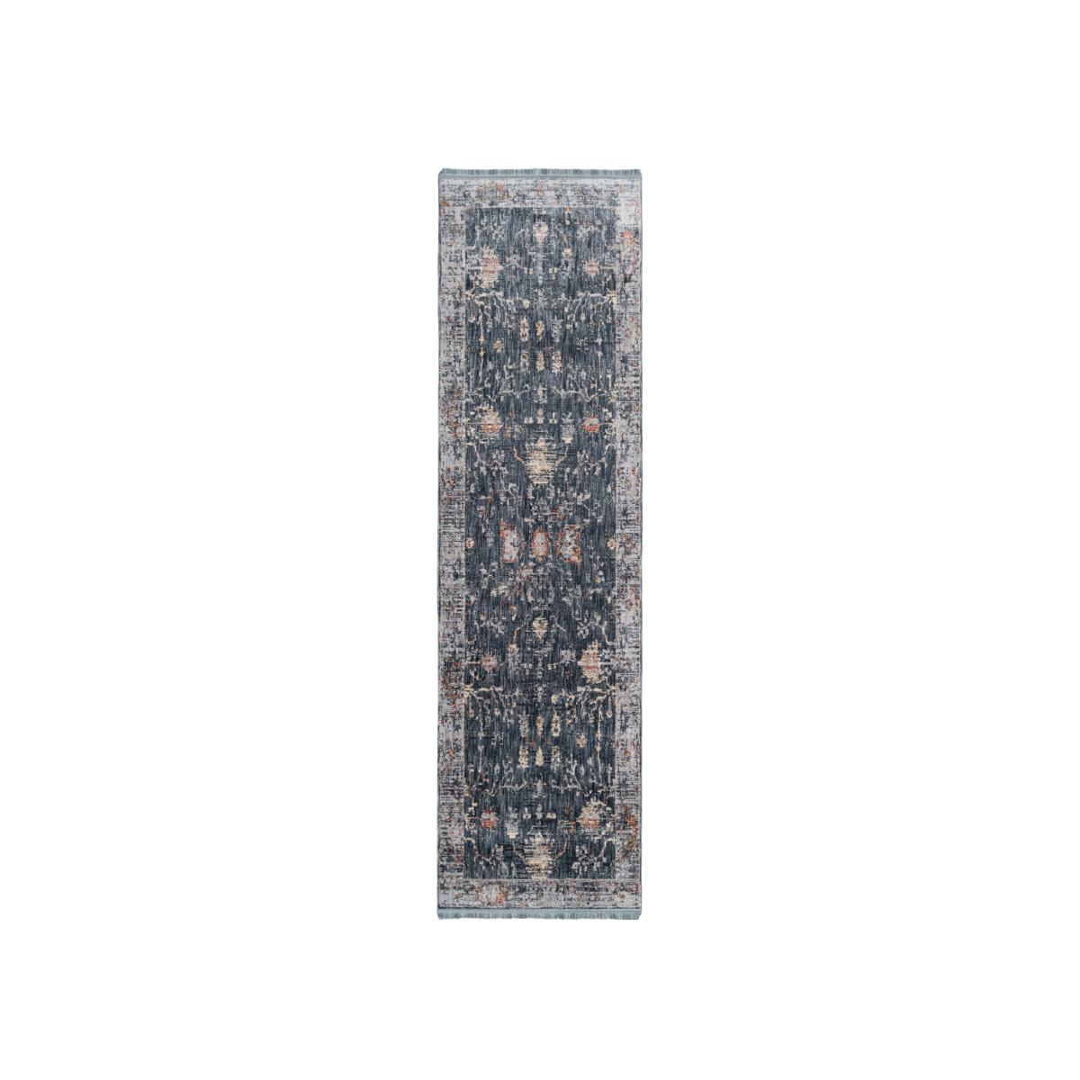 Denim Blue Fringed Area Rug - Multicolour / 240cm