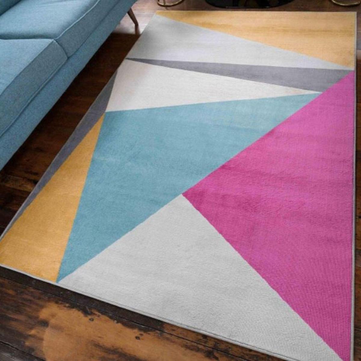 Multicoloured Geometric Living Room Rugs - Lottie - Multi / 3kg / 150cm – image 1