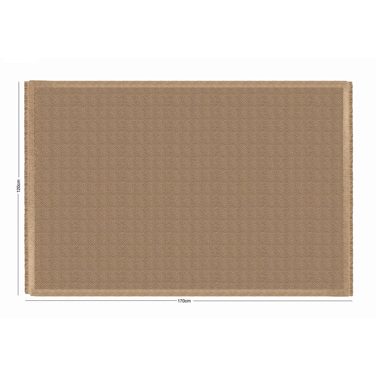 Jute Effect Herringbone Rug - Neutral / 170 x 120