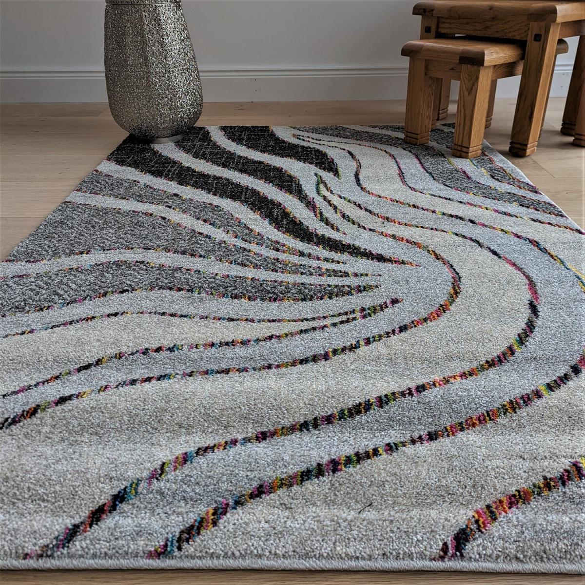 Grey Sunburst Living Room Rug - Tempera - Grey / 170cm – image 4