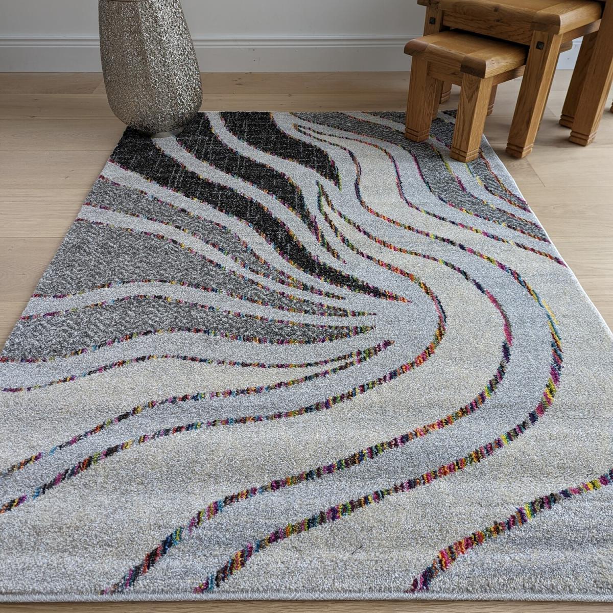 Grey Sunburst Living Room Rug - Tempera - Grey / 170cm – image 5