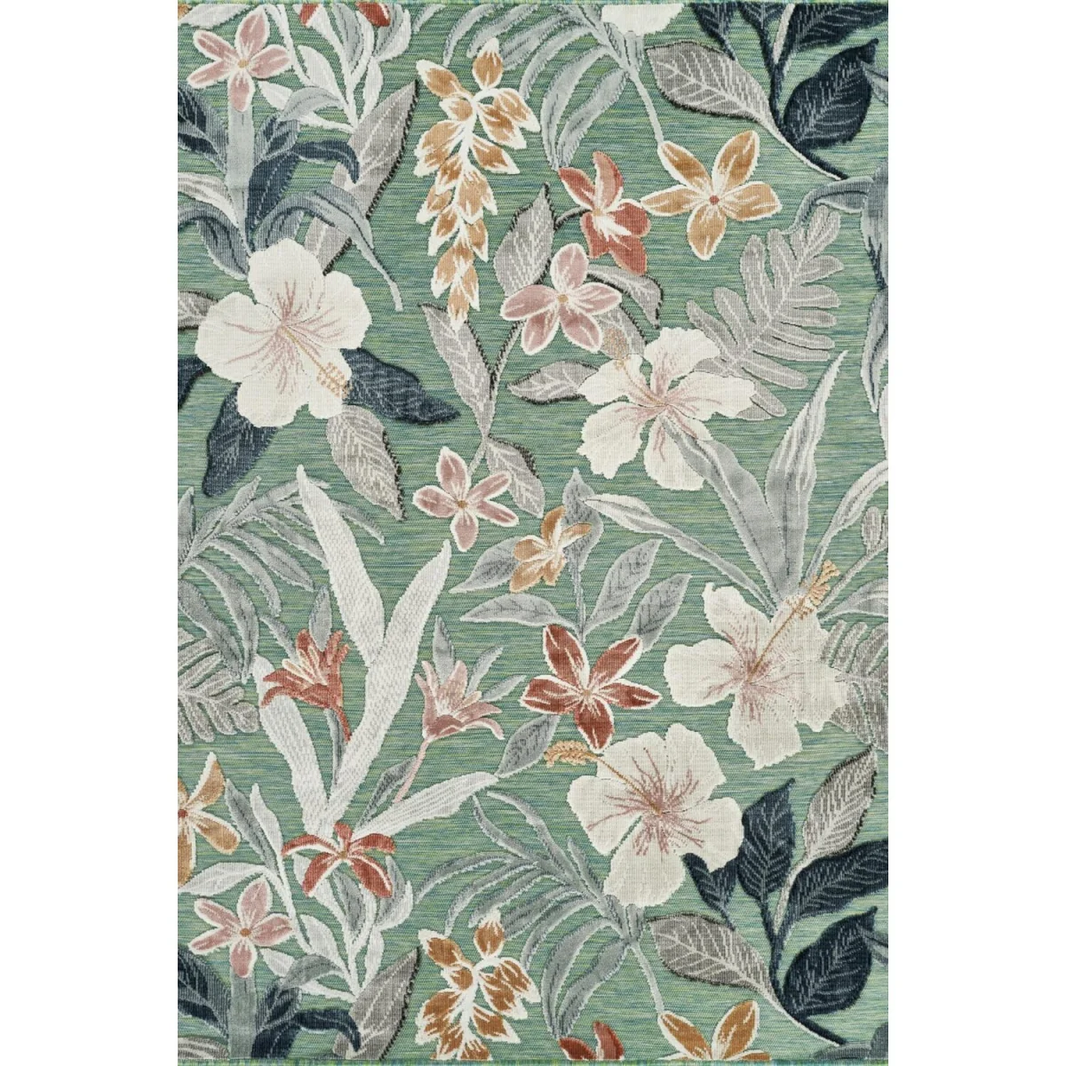 Gardenia Lily Indoor Outdoor Low Pile Area Rug Floral Design Sage - Sage / 80cm – image 5