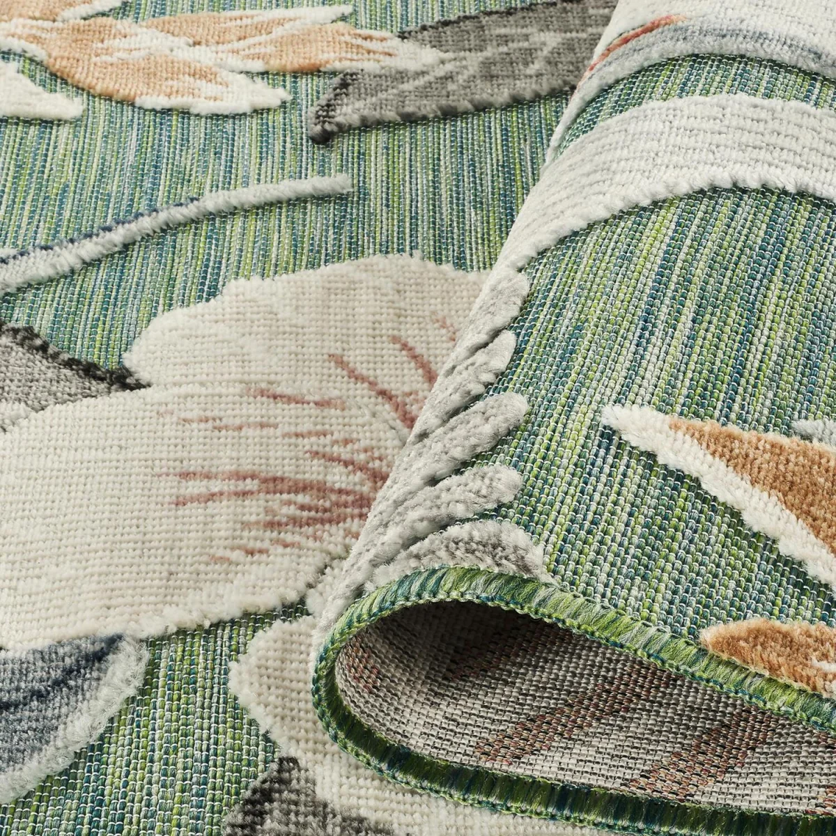 Gardenia Lily Indoor Outdoor Low Pile Area Rug Floral Design Sage - Sage / 80cm – image 6
