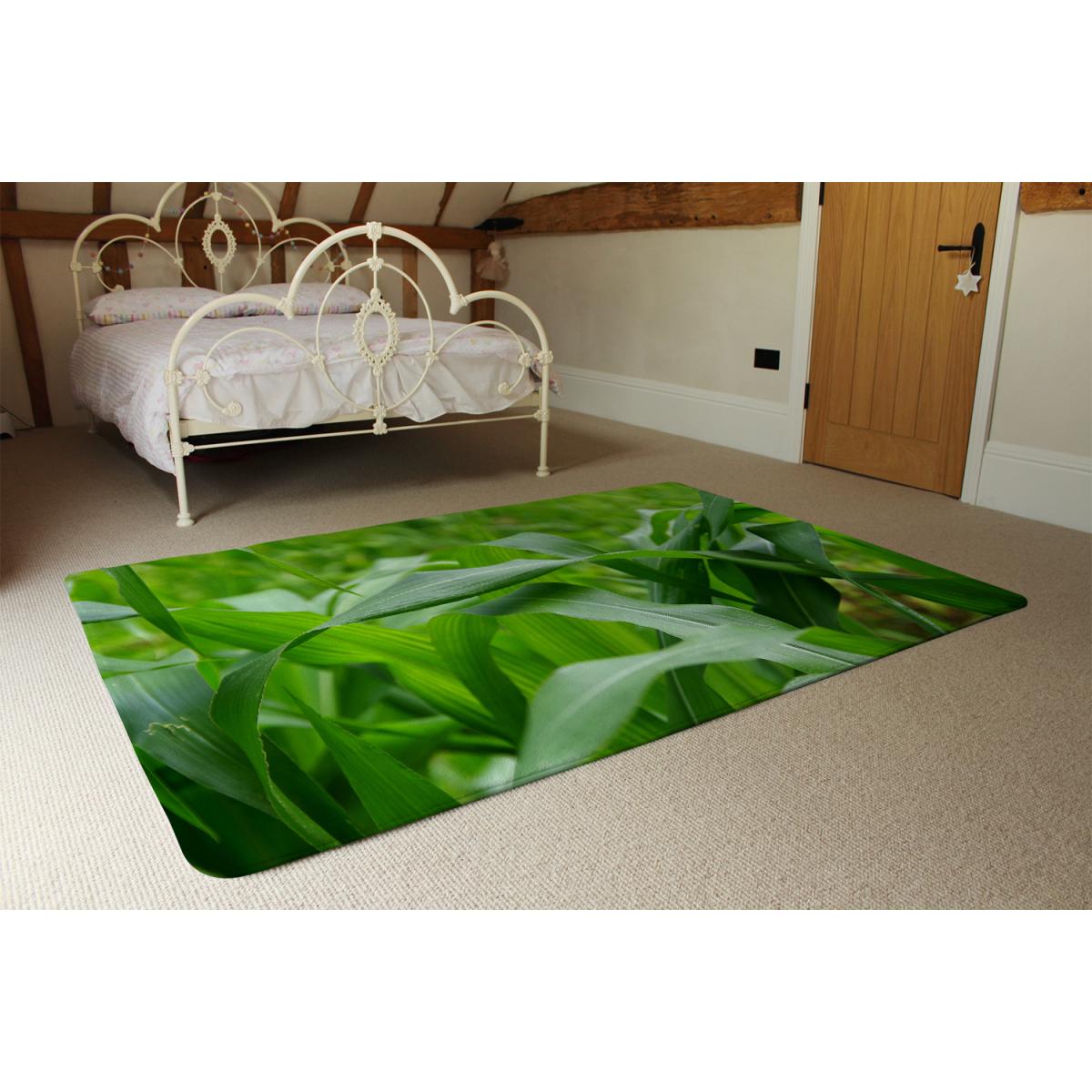 Green Leaves Corn Fields As Background Designer Rug - Green / 110cm – image 3