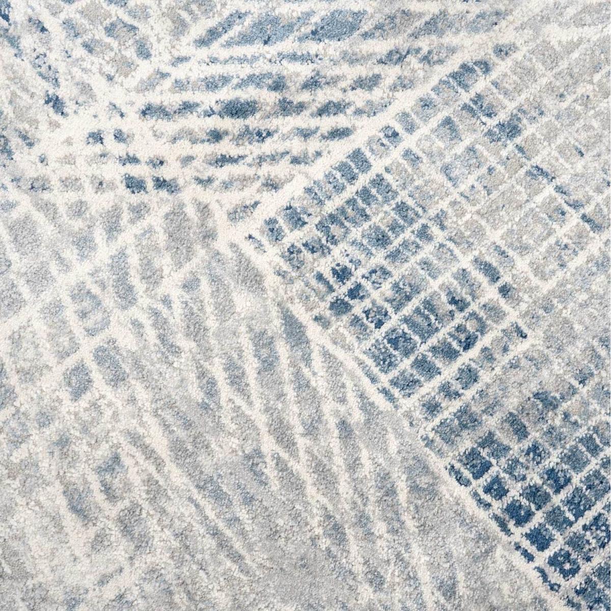 Blue Silver Grey Distressed Abstract Geometric Accent Living Area Rug - Blue / 240 x 70cm – image 2