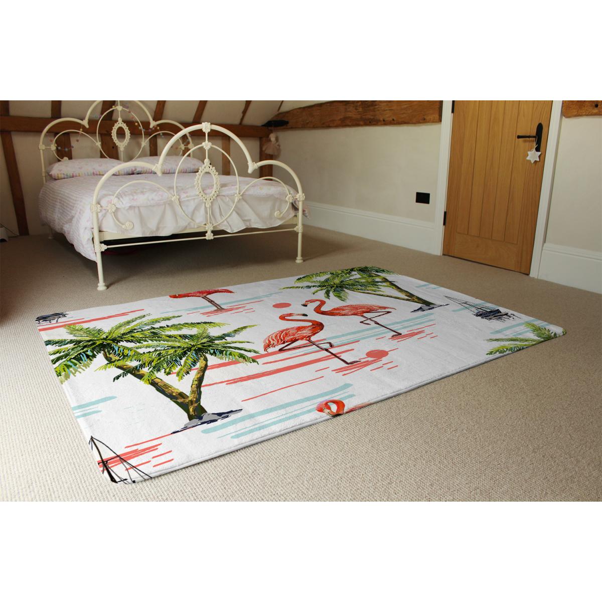 Flamingo  Palm Trees Designer Rug - Pink / 200cm – image 3