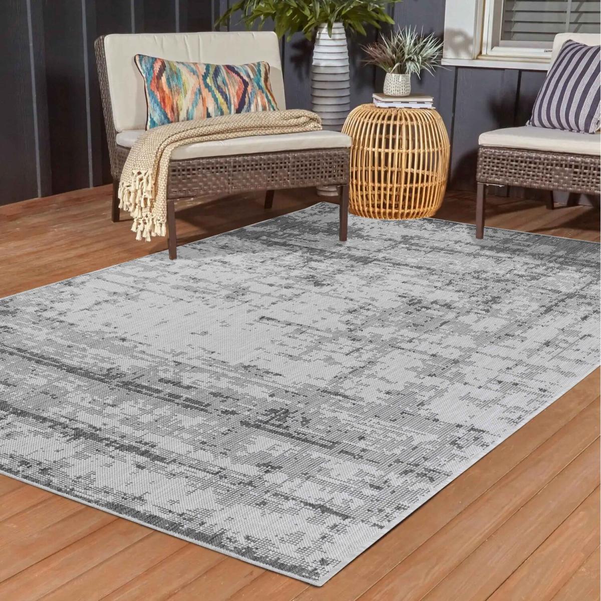 Modern Abstract Grunge Design Outdoor-Indoor Waterproof Rugs - Dark Grey / 160x230 cm Rectangle – image 3