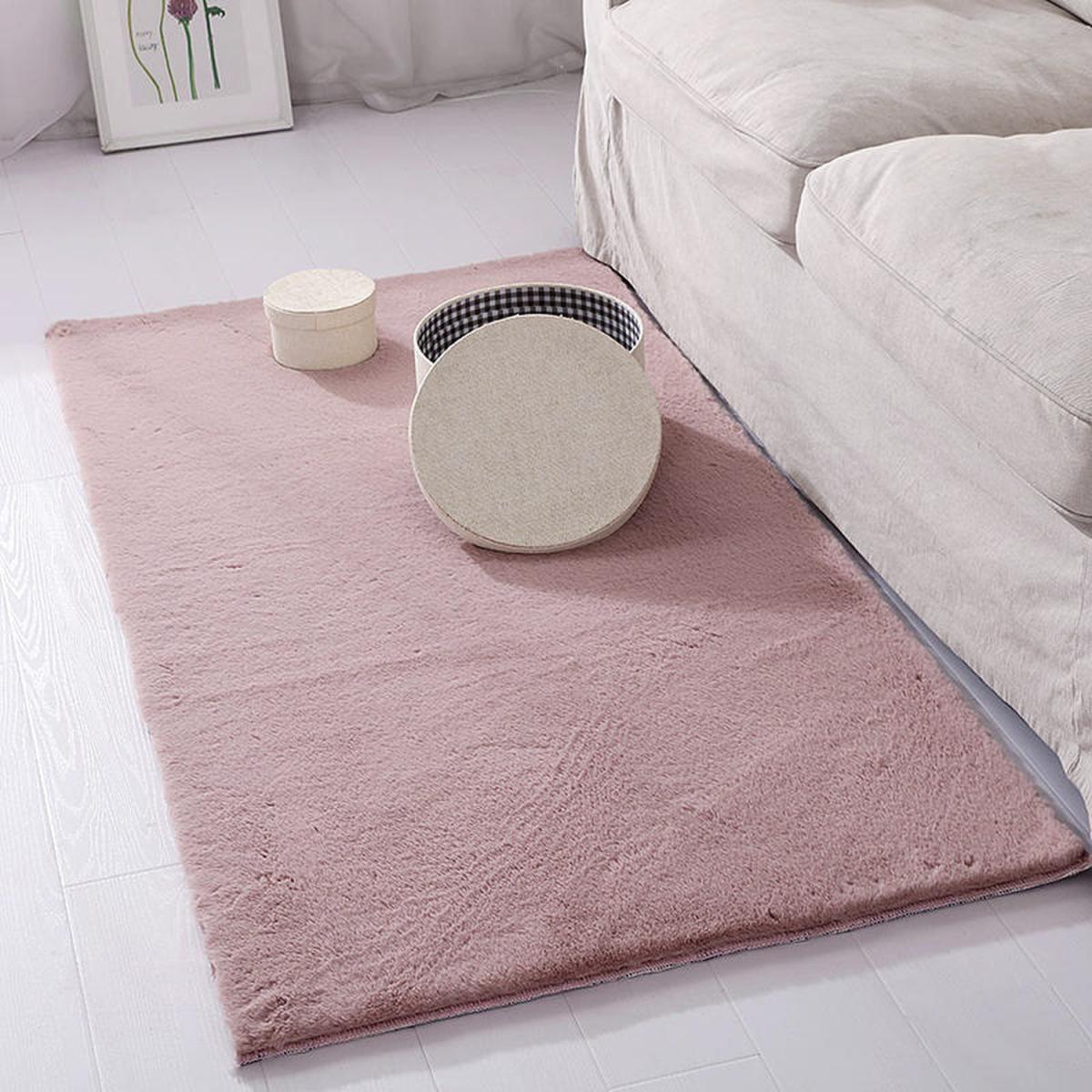 Fluffy Faux Rabbit Fur Area Rug - Pink / 100cm / 160cm – image 2