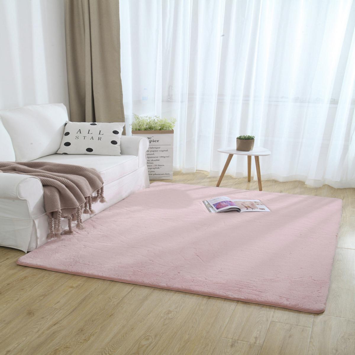 Fluffy Faux Rabbit Fur Area Rug - Pink / 100cm / 160cm – image 3
