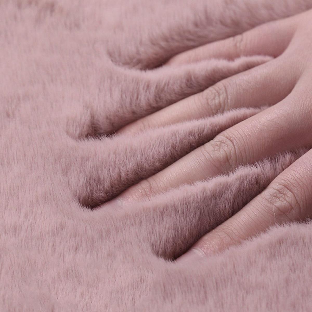 Fluffy Faux Rabbit Fur Area Rug - Pink / 100cm / 160cm – image 4