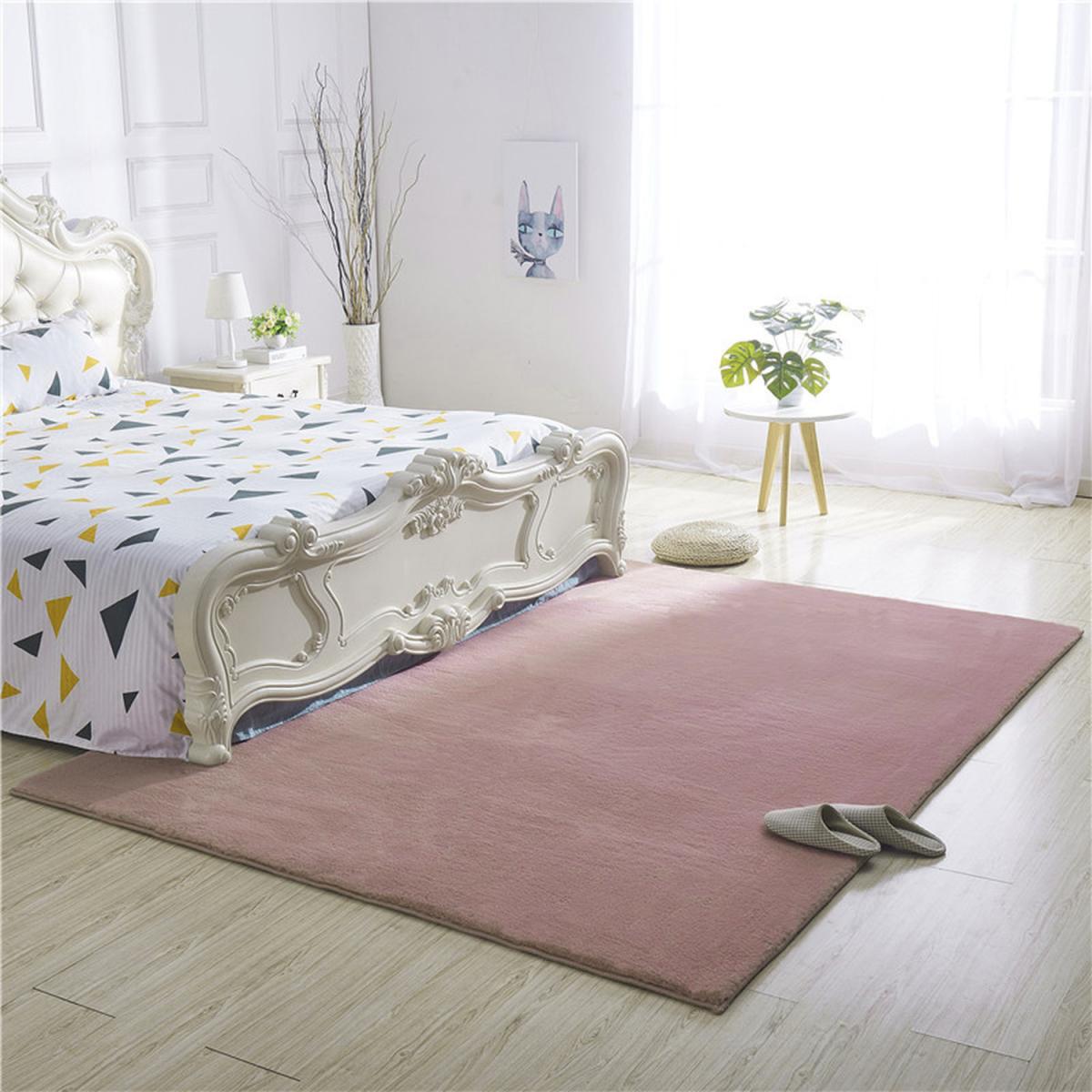 Fluffy Faux Rabbit Fur Area Rug - Pink / 100cm / 160cm – image 1