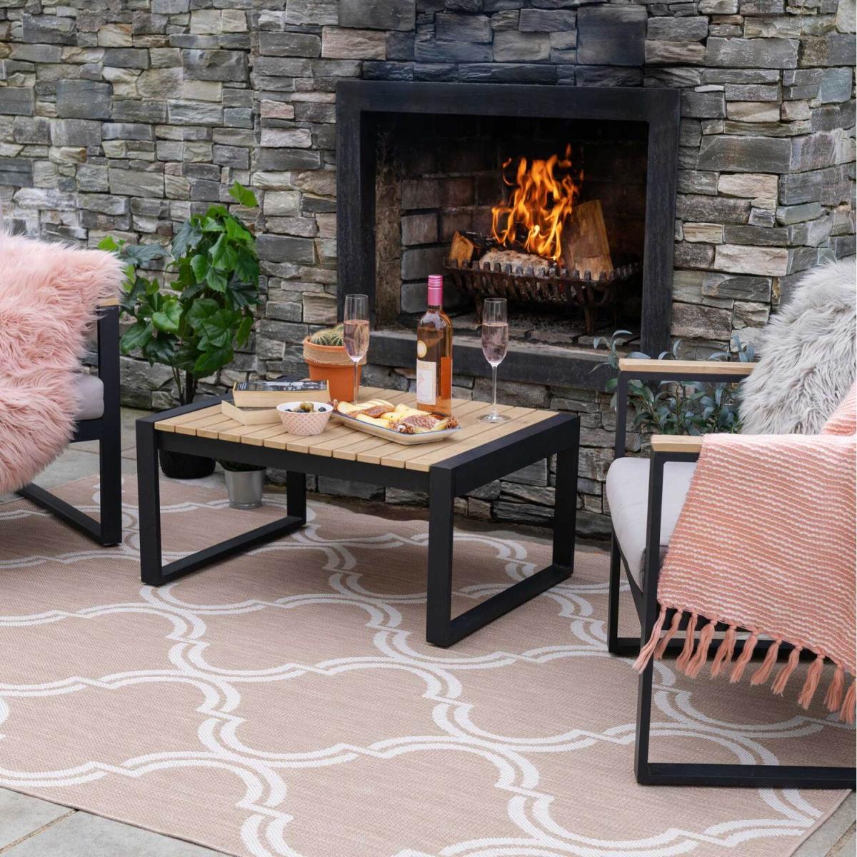 Beige Trellis Flatweave Indoor Outdoor Rug - Beige / 150 x 80cm – image 3