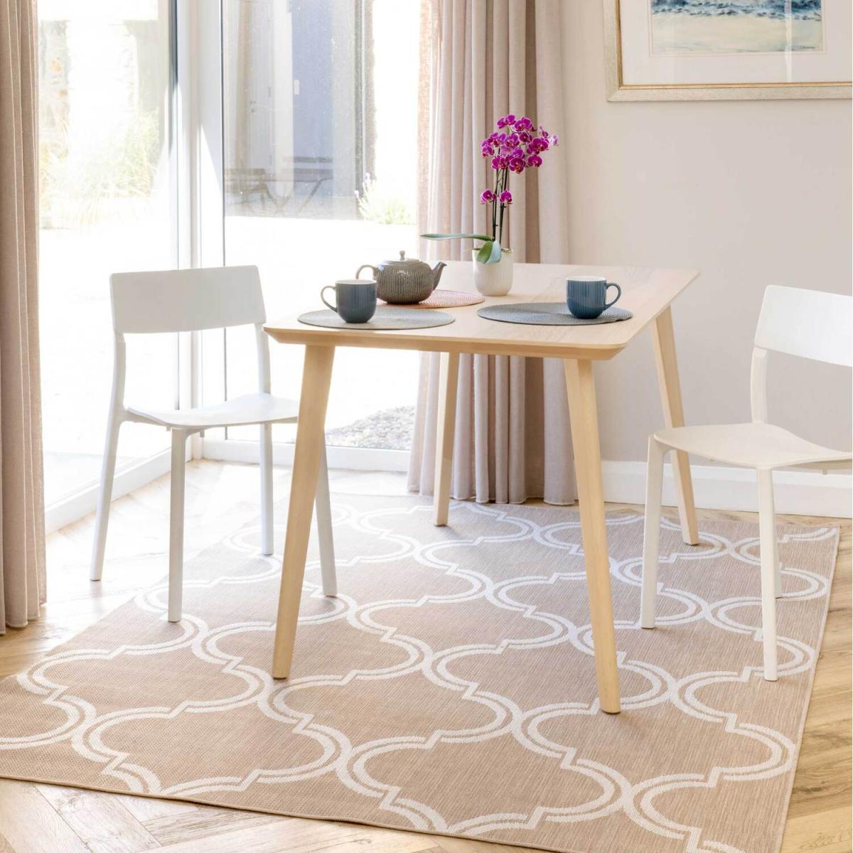 Beige Trellis Flatweave Indoor Outdoor Rug - Beige / 150 x 80cm – image 7