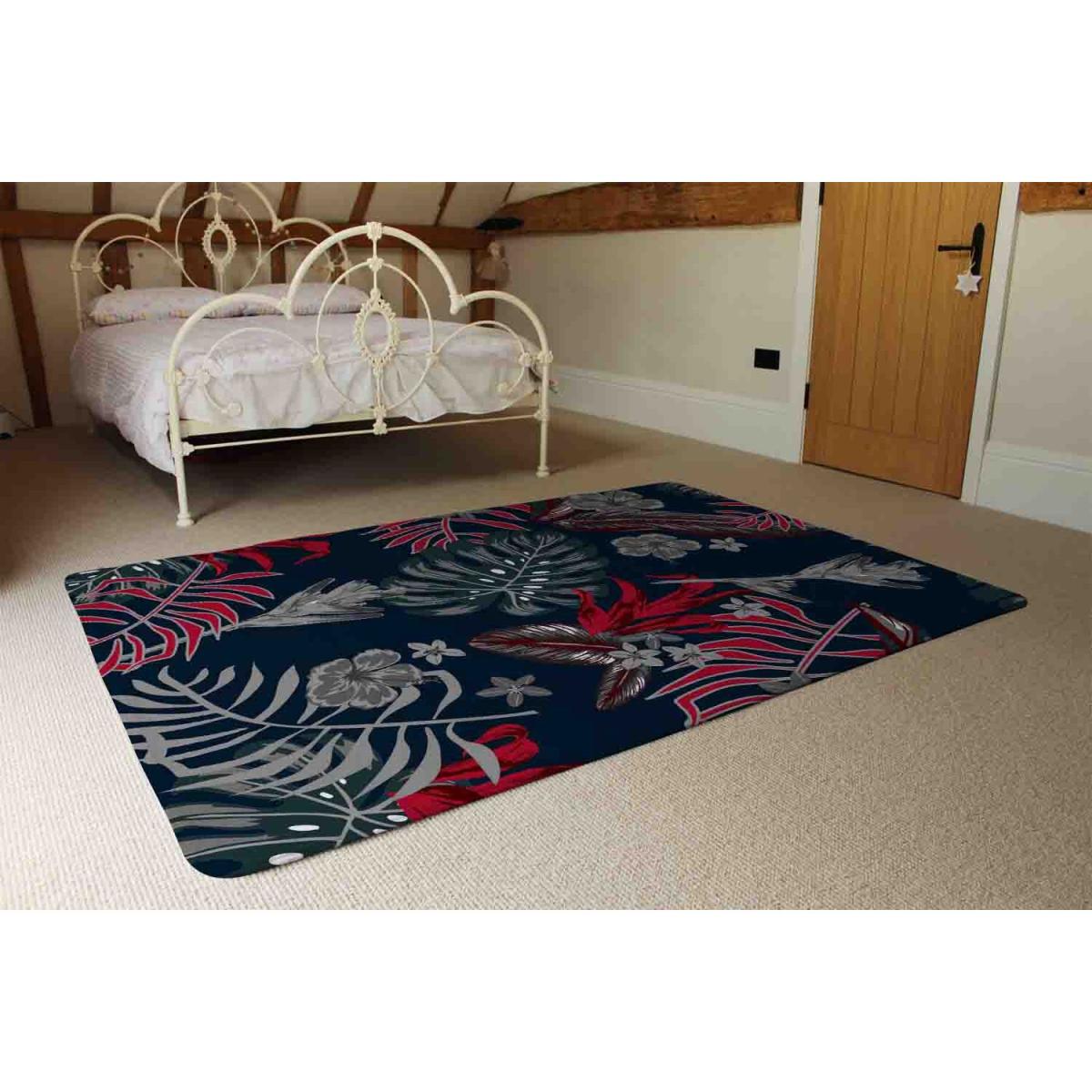 Leaves Of Tropical Plants Rug - Red / 150cm – image 3