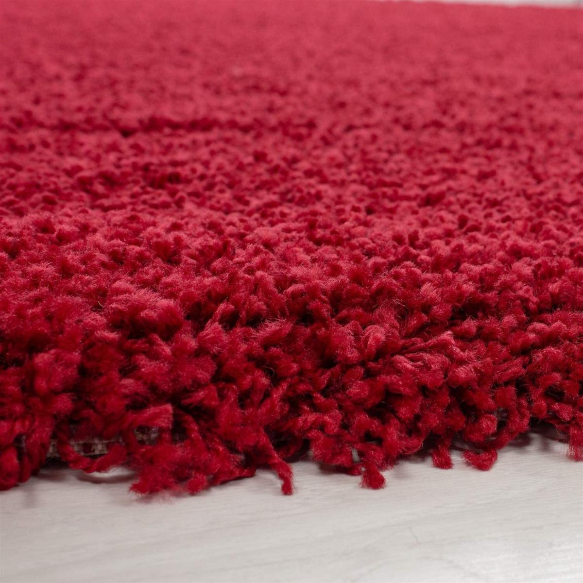 Abaseen Red Shaggy Rug Rectangular Soft Touch Thick Pile - Red / 110cm – image 2