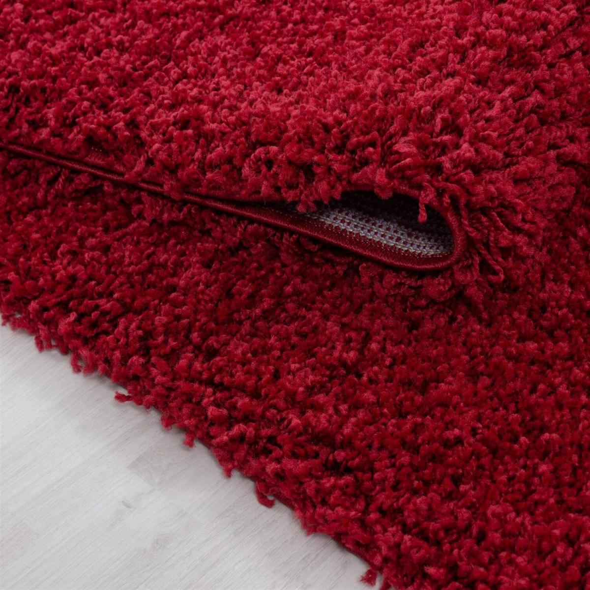 Abaseen Red Shaggy Rug Rectangular Soft Touch Thick Pile - Red / 110cm – image 3