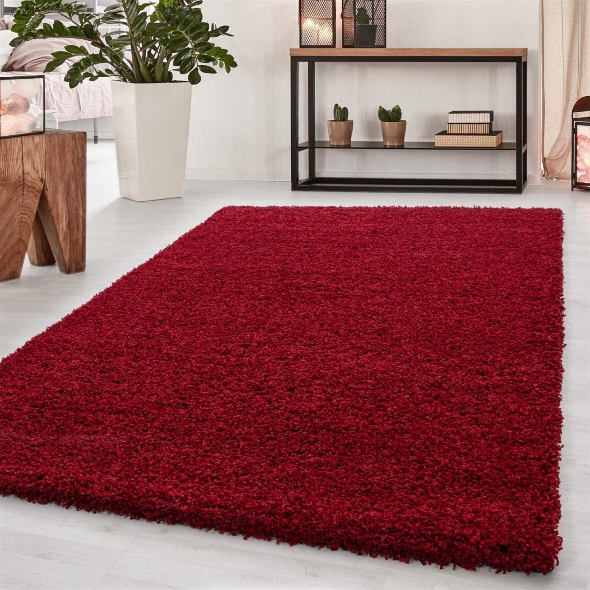Abaseen Red Shaggy Rug Rectangular Soft Touch Thick Pile - Red / 110cm – image 1