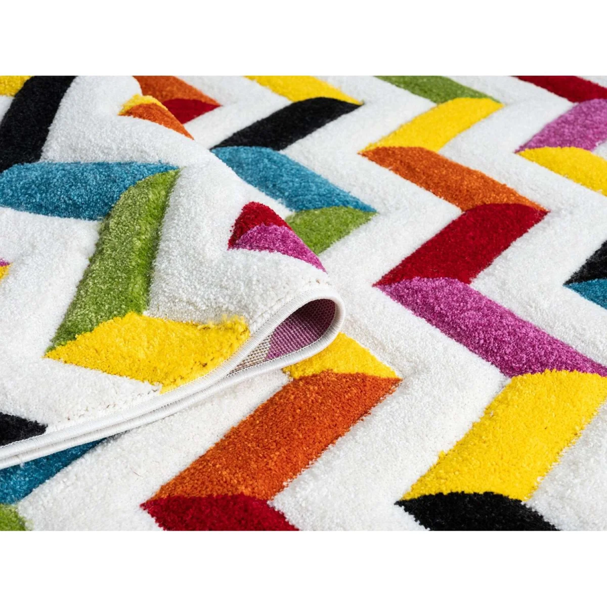 Underfoot Bright Multi Colour Geometric Prism Abstract Living Room Rug - Multi-Colour / 1330.0mm – image 2