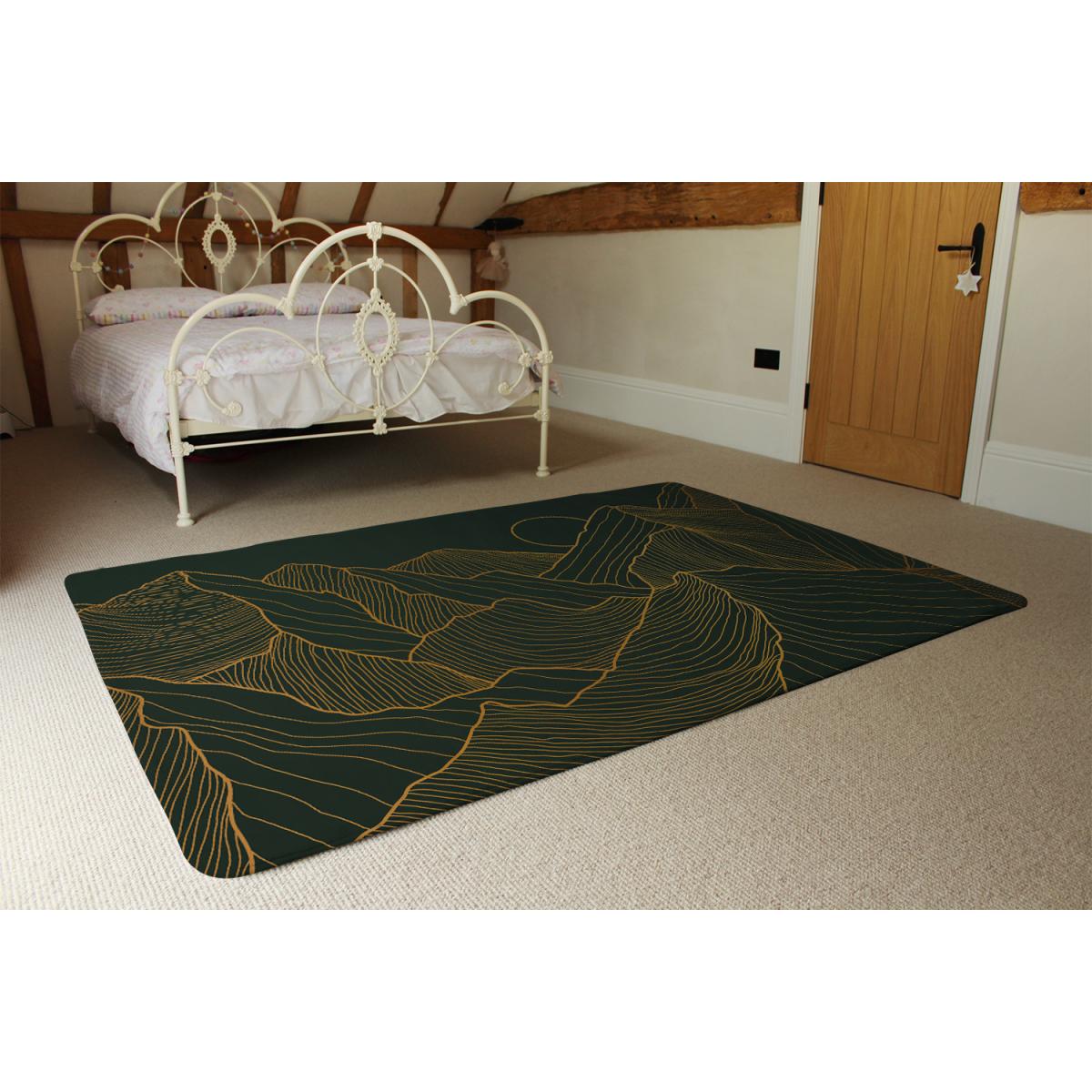 Golden Mountain Line Art Designer Rug - Yellow / 200cm – image 3