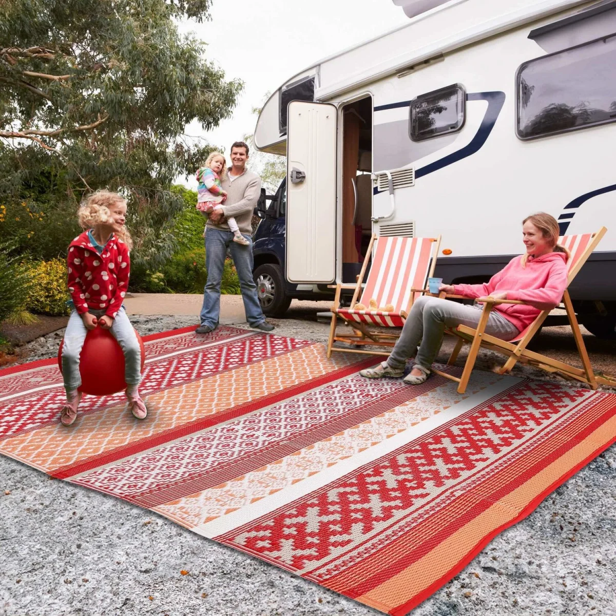 Green Decore Prime Red & Orange Rug 120x180cm Waterproof Outdoor Garden Mat - Red – image 3
