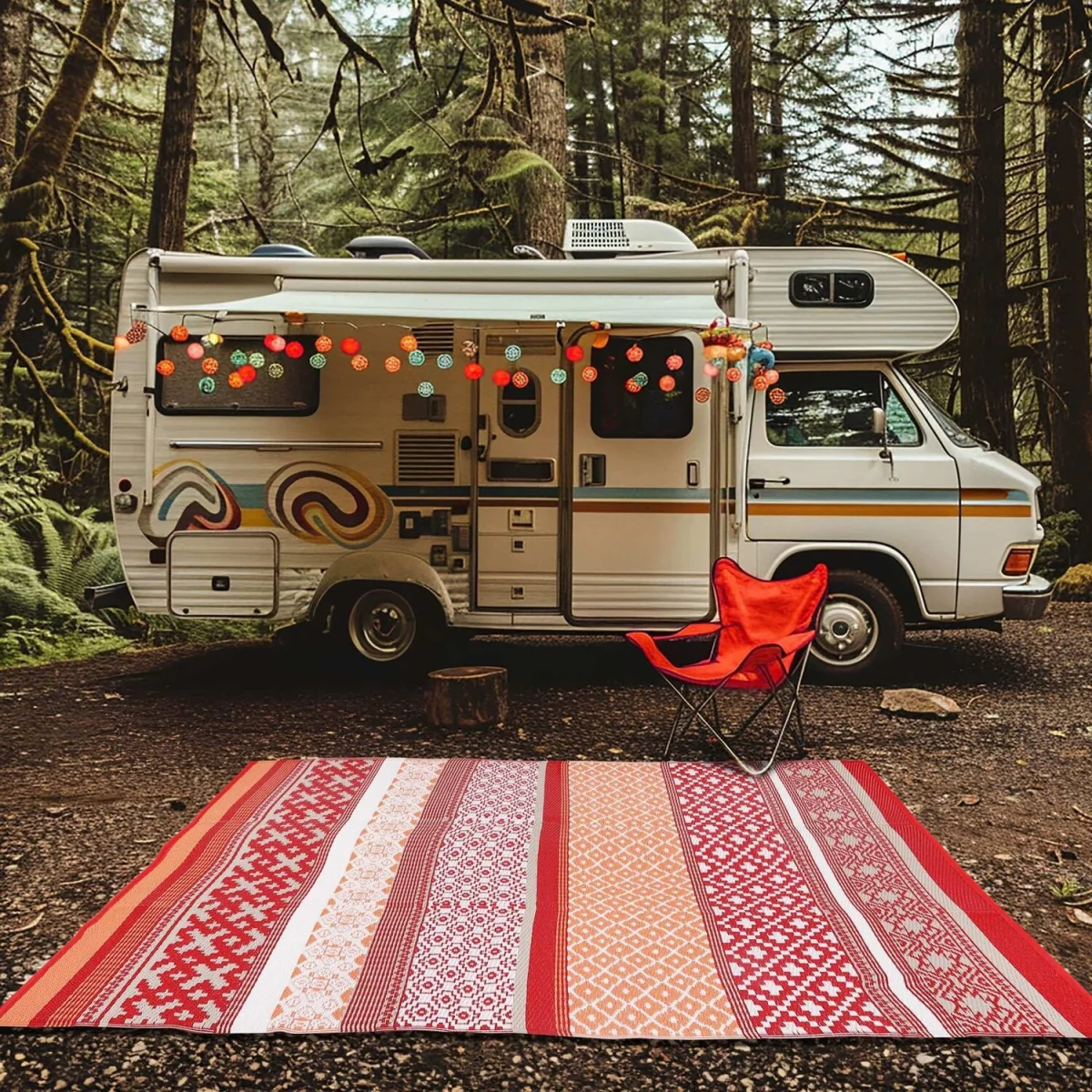 Green Decore Prime Red & Orange Rug 120x180cm Waterproof Outdoor Garden Mat - Red – image 7