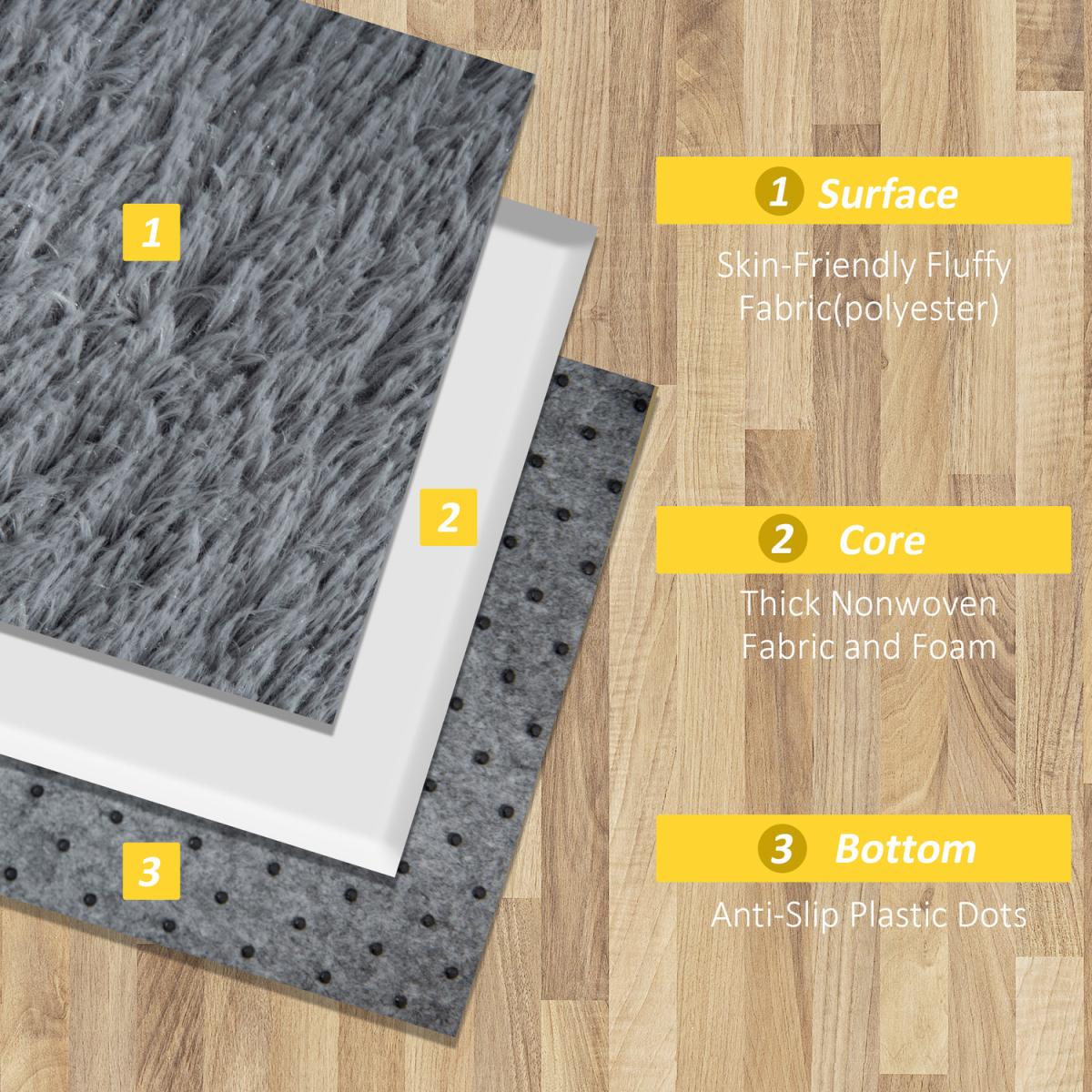 Brown Fluffy Area Rug Shaggy Carpet - Grey – image 3