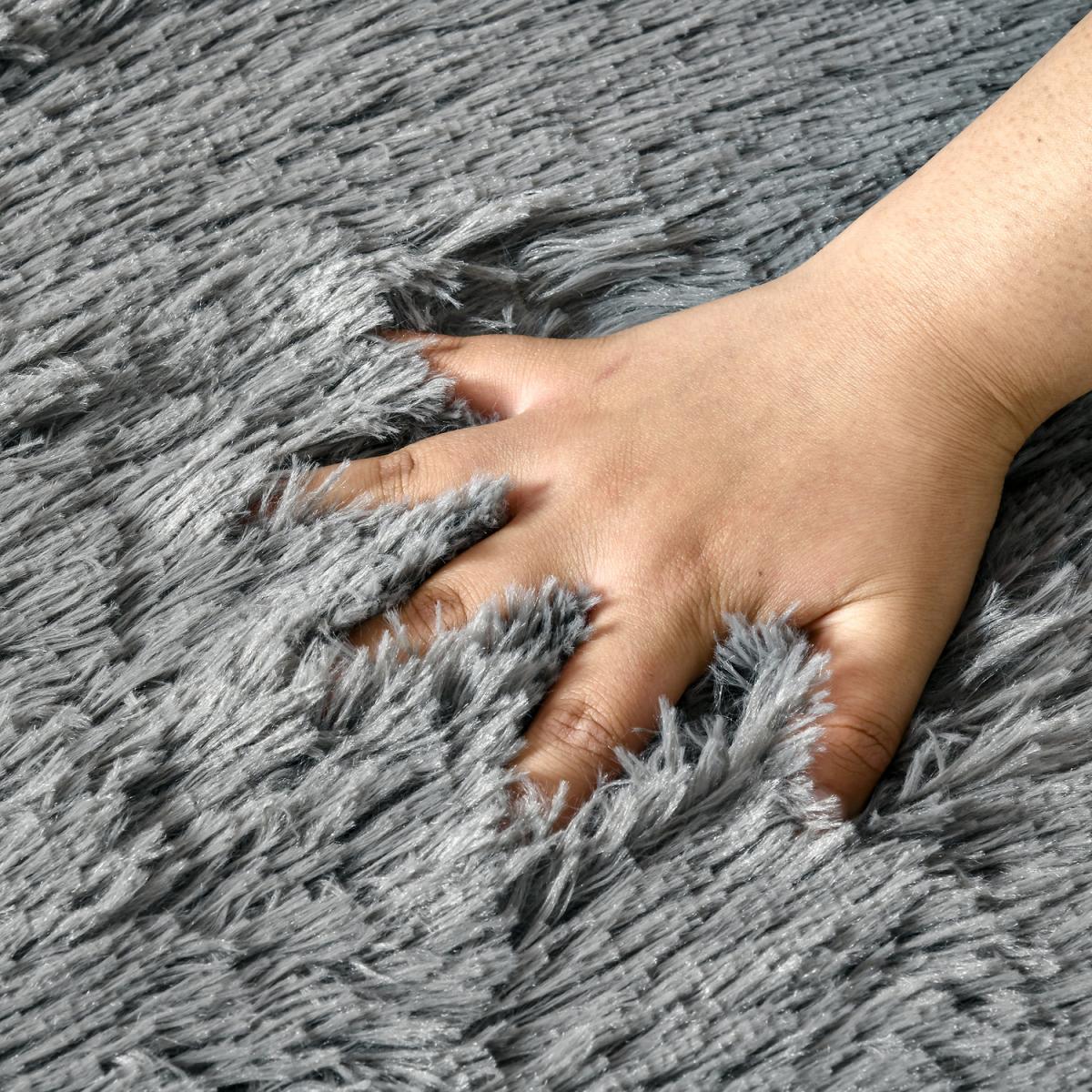 Brown Fluffy Area Rug Shaggy Carpet - Grey – image 6