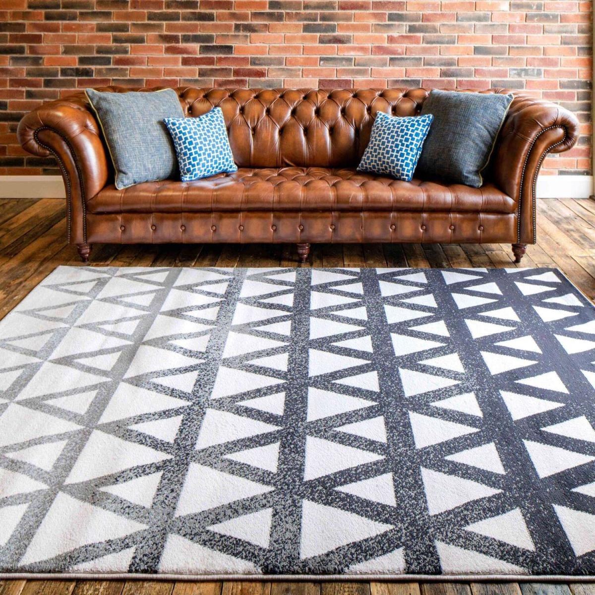 Modern Grey Ombre Geometric Area Rug - Dallas - Grey / 7kg – image 1