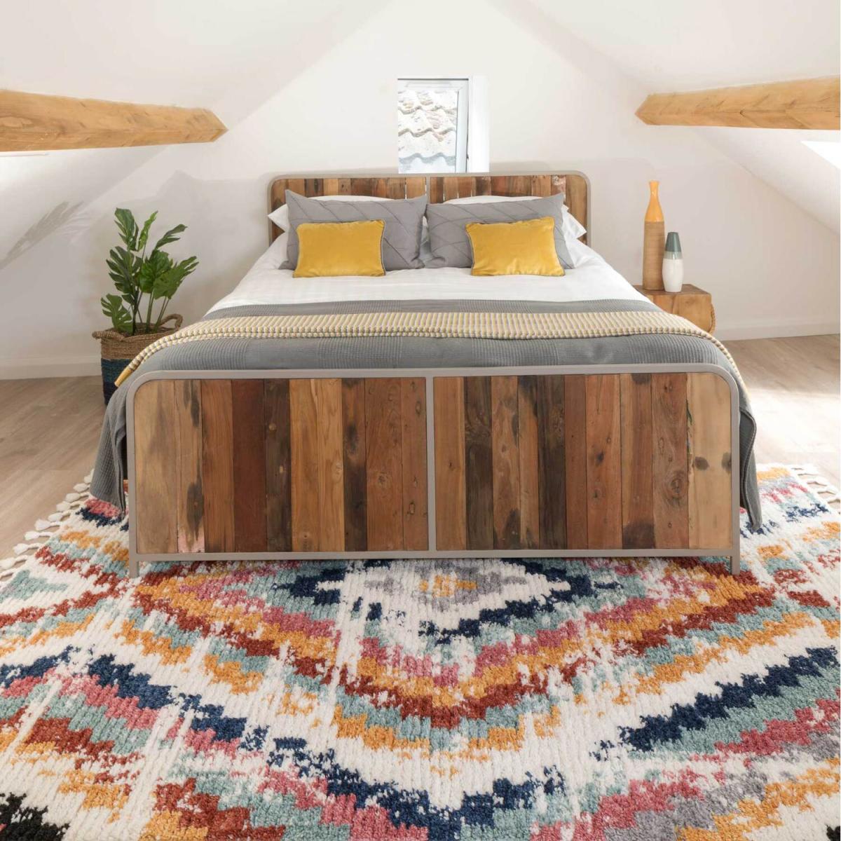 Bold Multicolour Diamond Geometric Tribal Shaggy Tassel Fringed Area Rug - Multicolour / 160cm / 230cm – image 2
