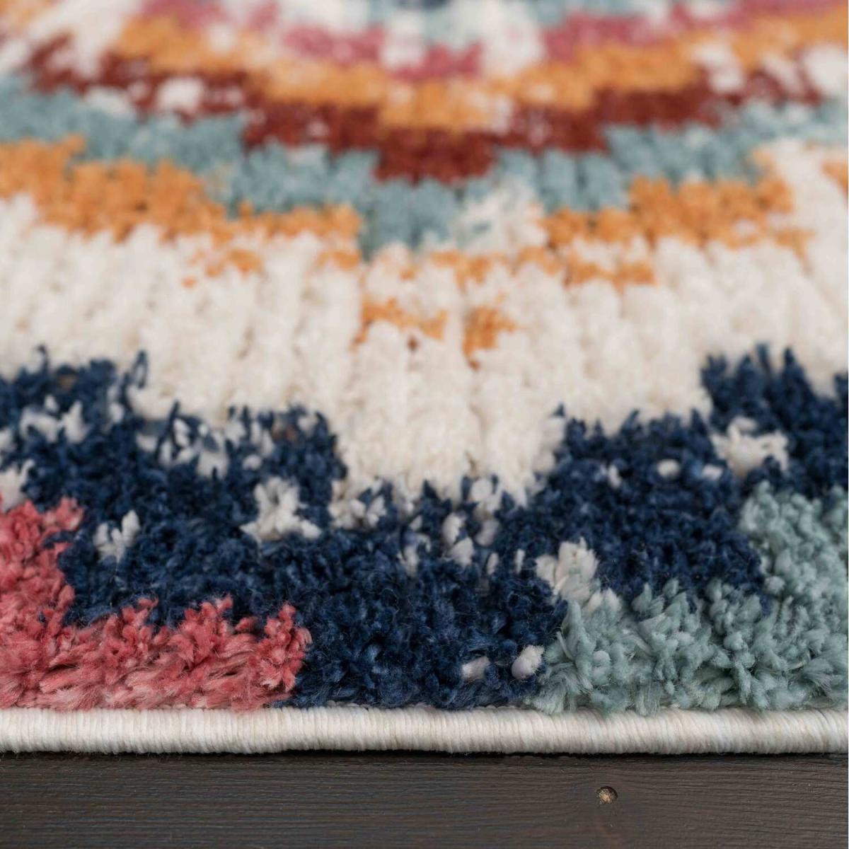 Bold Multicolour Diamond Geometric Tribal Shaggy Tassel Fringed Area Rug - Multicolour / 160cm / 230cm – image 4