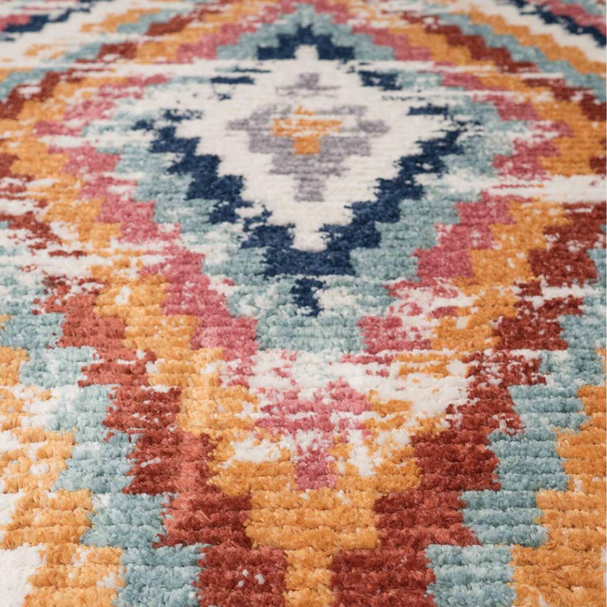 Bold Multicolour Diamond Geometric Tribal Shaggy Tassel Fringed Area Rug - Multicolour / 160cm / 230cm – image 6