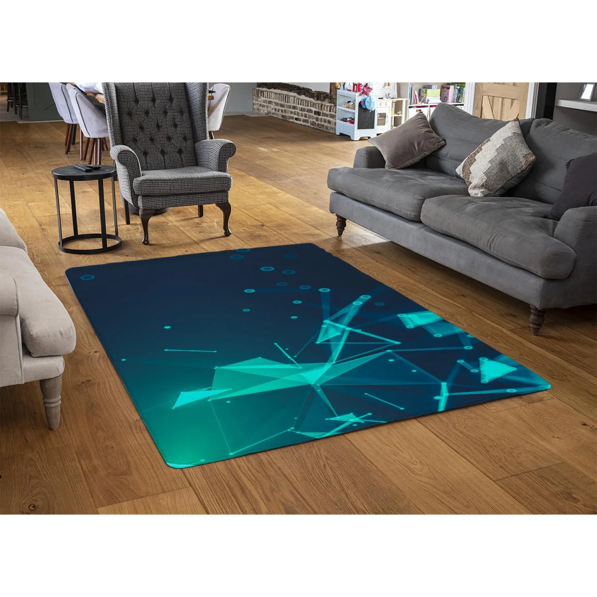 Polygonal Space Rug - Blue / 230cm – image 3