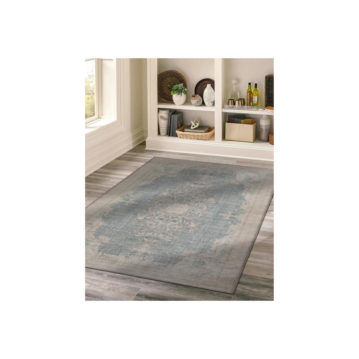 Pearl Traditional Flatweave Chenille Rug - Beige and Blue / 80x200cm – image 1