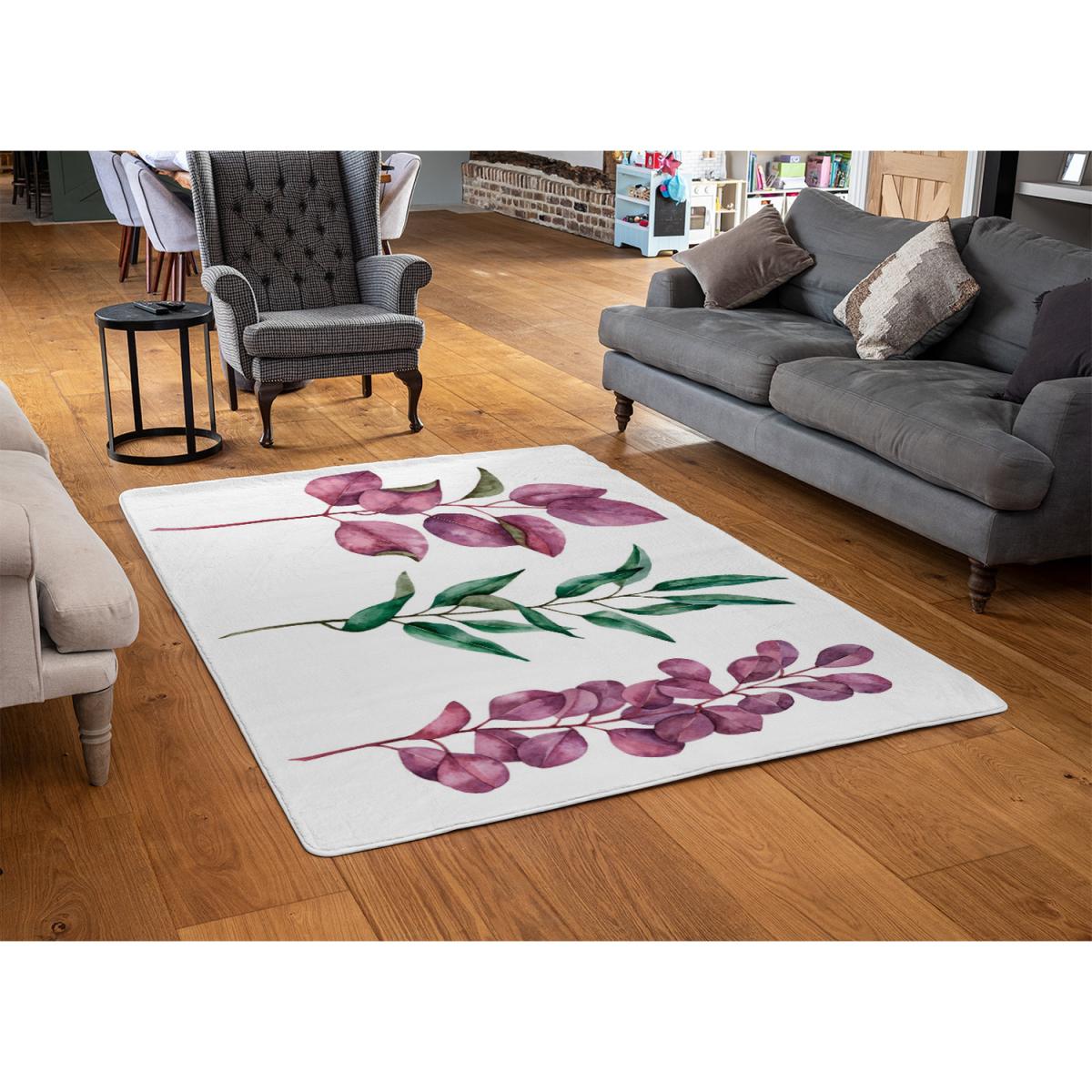 Purple Green Leaves Rug - Pink / 230cm – image 3