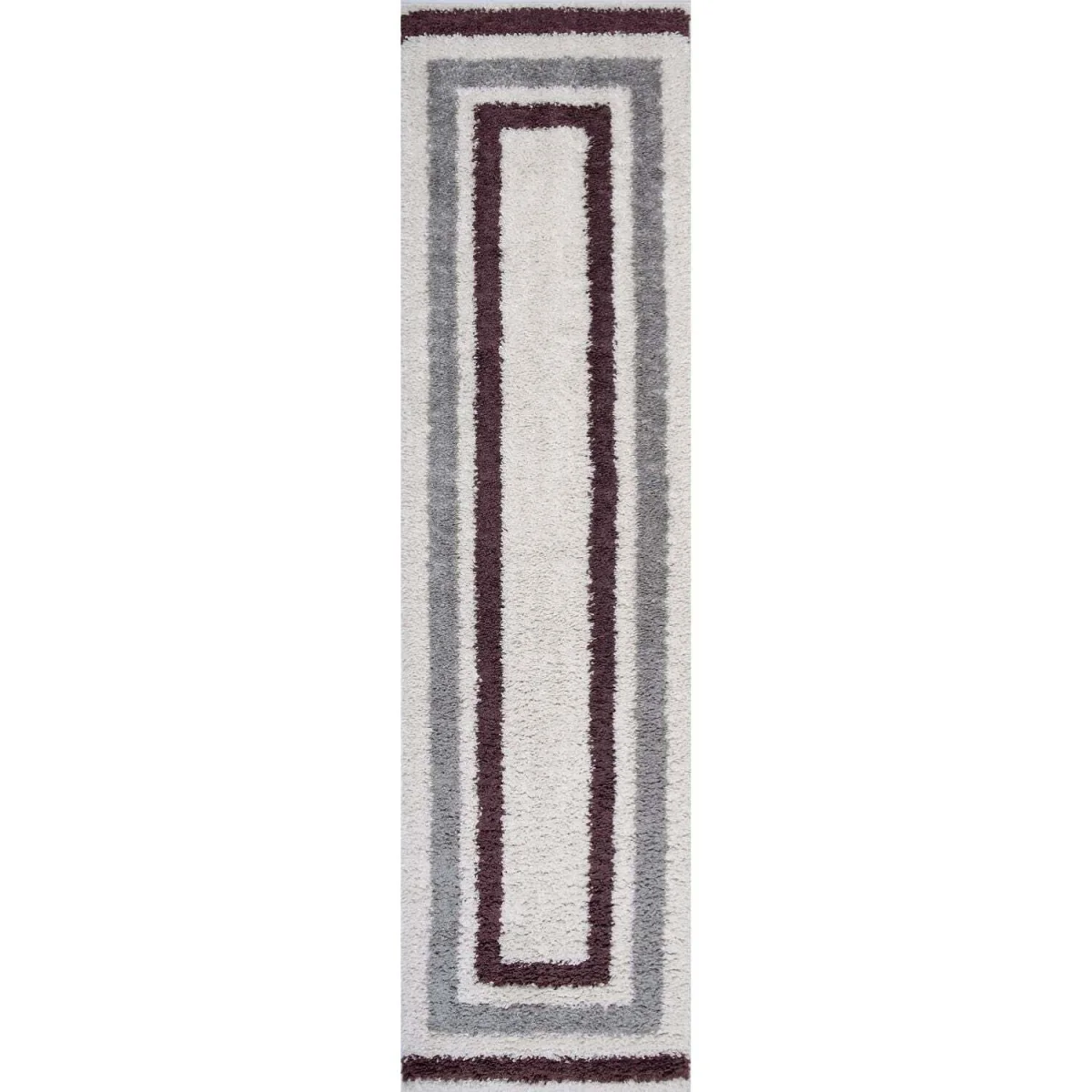 The Rugs Moodi Bordered Design Patterned Shaggy Runner - Purple-Grey – image 2