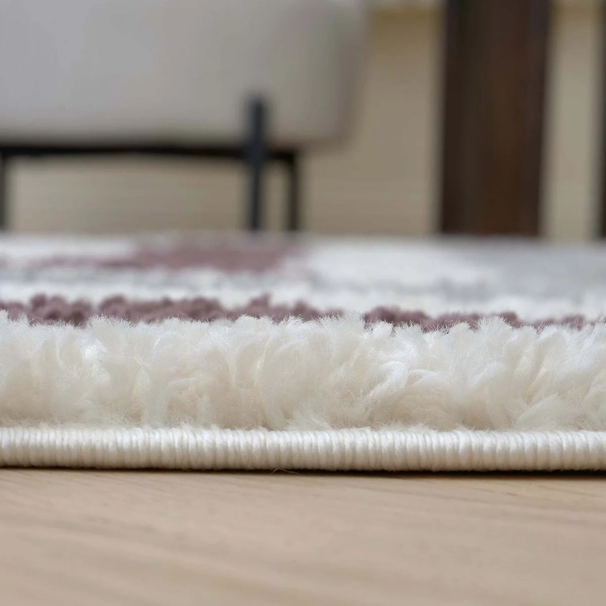 The Rugs Moodi Bordered Design Patterned Shaggy Runner - Purple-Grey – image 4