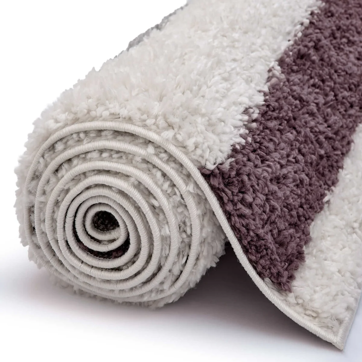 The Rugs Moodi Bordered Design Patterned Shaggy Runner - Purple-Grey – image 5