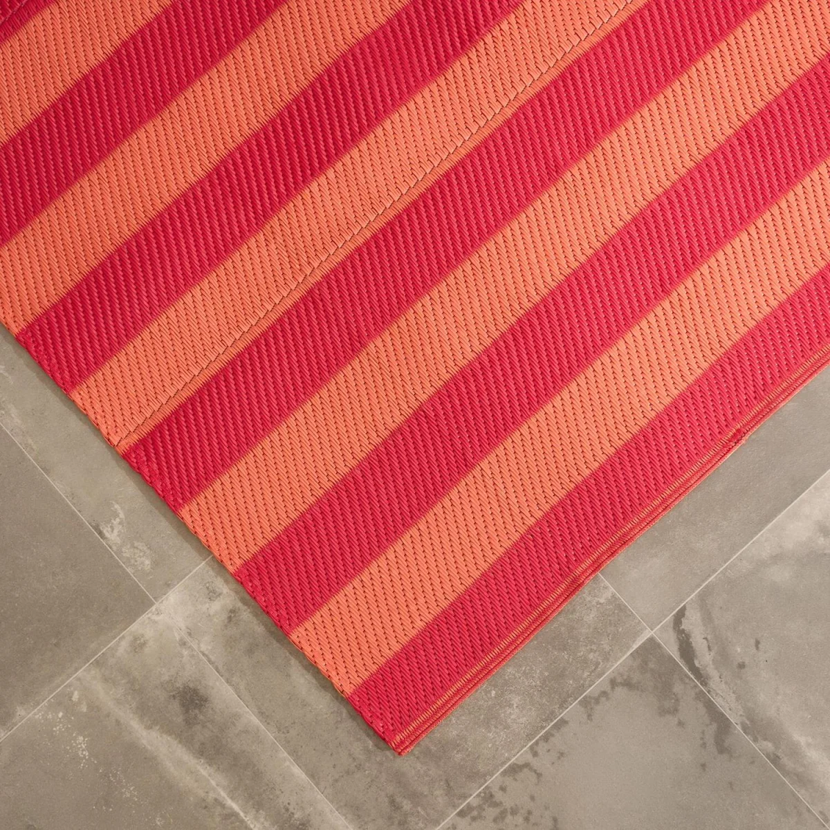 Stripe Print Outdoor Rug - Orange/Pink / 29cm / 0.67kg – image 6