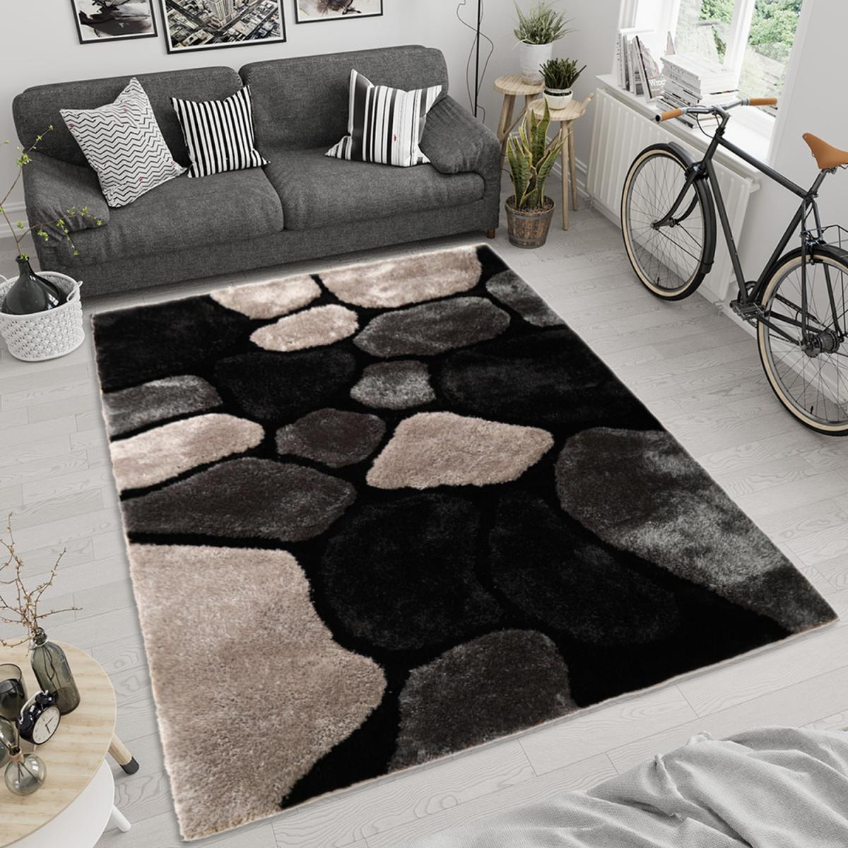 Modern Non-Shedding Soft Area Rug - Black and Grey / 270cm – image 2