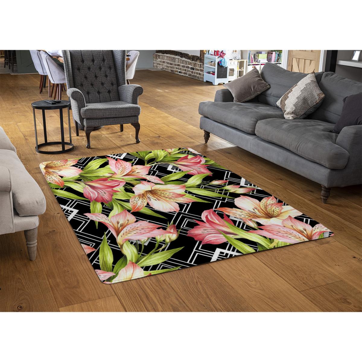 Bright Plants On Geometric Rug - Green / 230cm – image 3