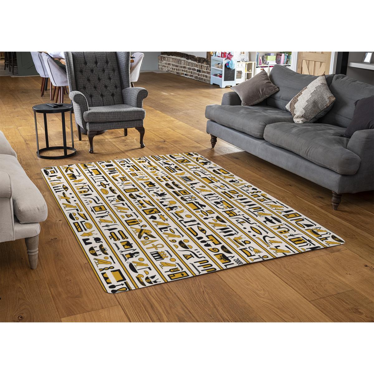Ancient Egyptian Hieroglyphs Rug - Brown / 230cm – image 3