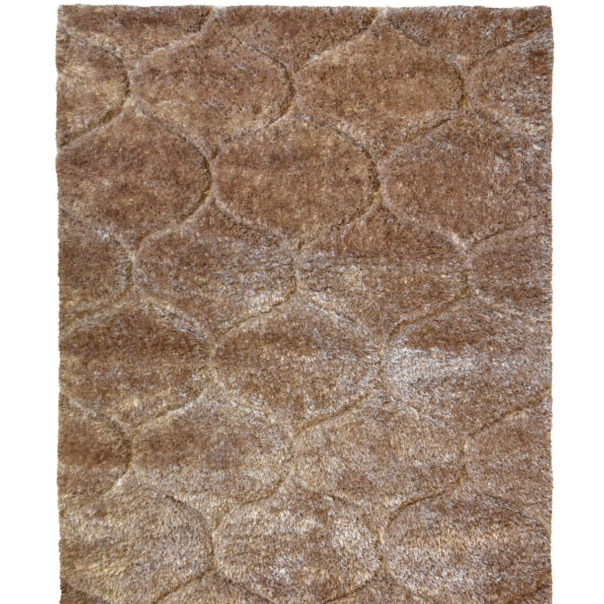 Cosy Brown Carved Trellis Shaggy Rug - Kasta - Brown / 4kg / 150cm – image 2