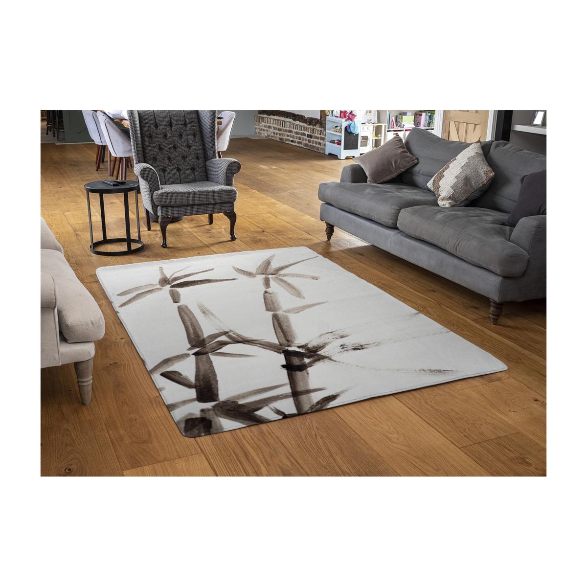Japanese Painting Of Bamboo Designer Rug - White / 110cm – image 1