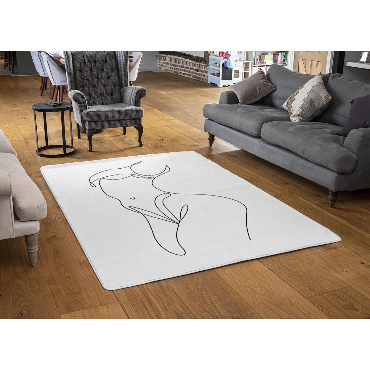 Line Art Of Femail Body Designer Rug - White / 200cm – image 2