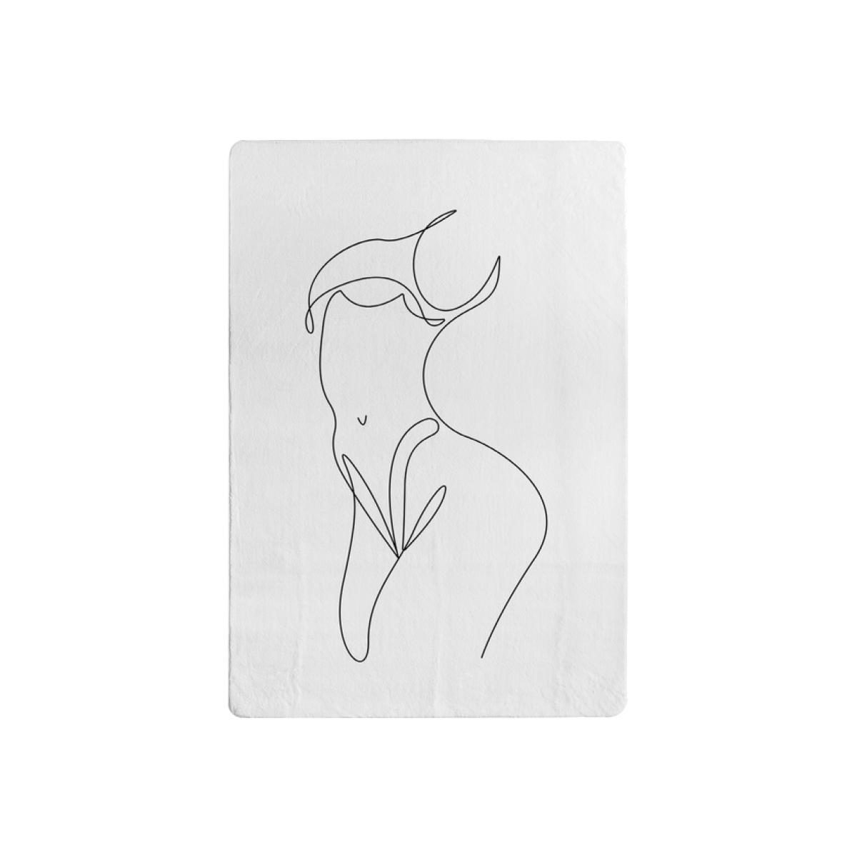 Line Art Of Femail Body Designer Rug - White / 200cm – image 1