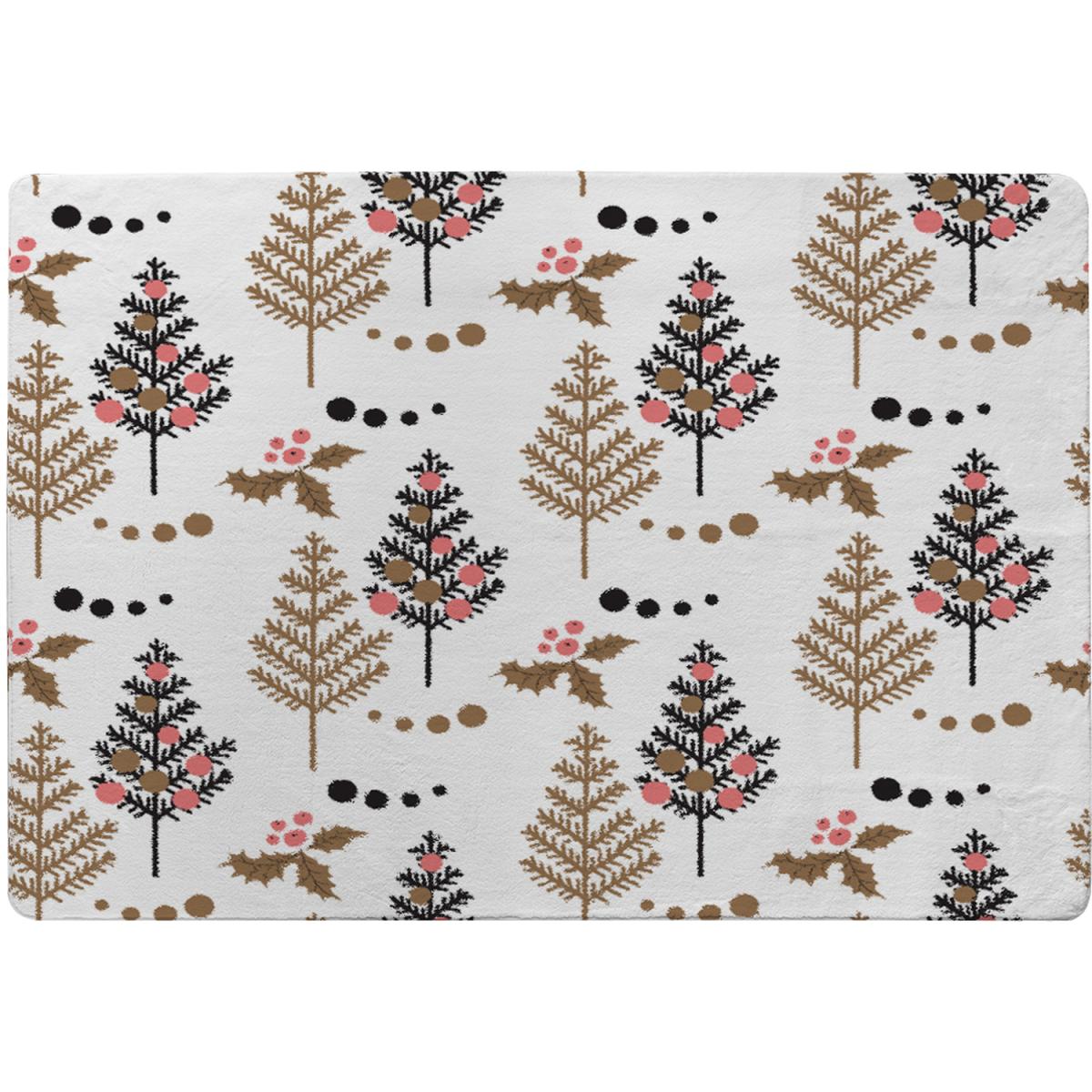 Christmas Tree Holly Leaf Pattern Rug - Brown / 230cm – image 2