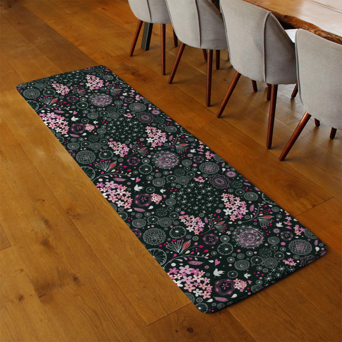 Different Flowers Shapes Birds Runner Rug - Pink – image 3