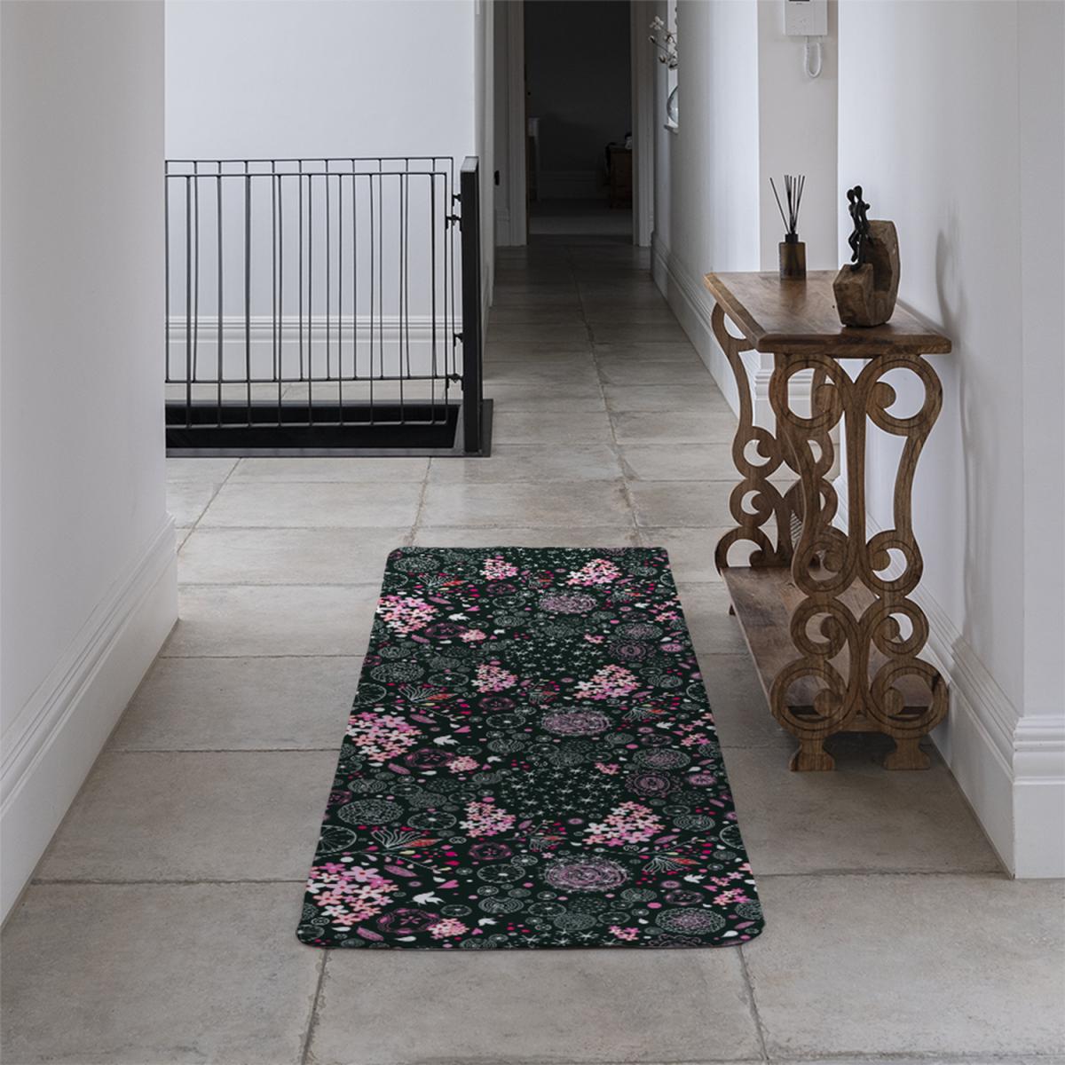 Different Flowers Shapes Birds Runner Rug - Pink – image 4