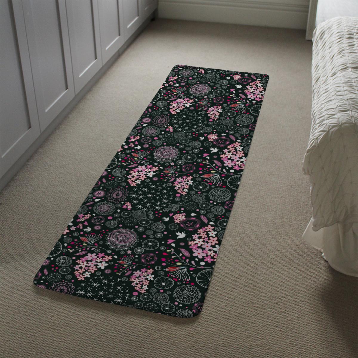 Different Flowers Shapes Birds Runner Rug - Pink – image 1