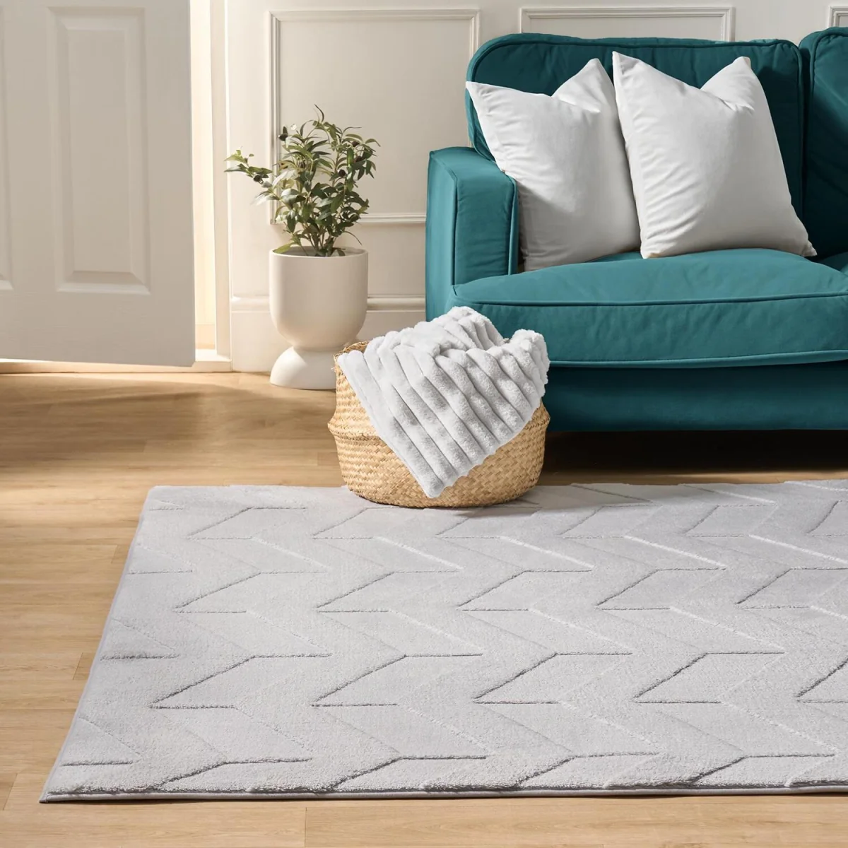 OHS Chevron Carved Rug - Grey / 160X230 – image 2